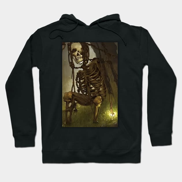 Skeleton Suffering Hoodie by skeleton sitting chained